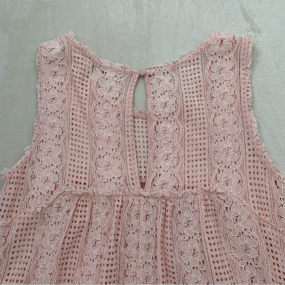 UMGEE Women’s Sleeveless Shift Dress Light Peach Delicate Rough Cut Lace Lined S - Picture 6 of 11